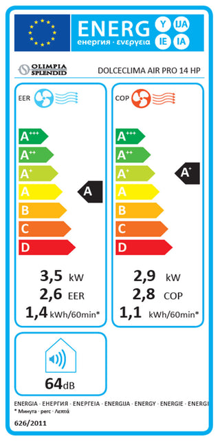 Condizionatore portatile Olimpia Splendid Dolceclima Air Pro 14 HP 14.000 BTU Classe A /A+ freddo/caldo