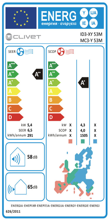 Condizionatore Clivet Cassetta Compatta 4 vie 18000 BTU light commercial R32 Inverter A++/A+