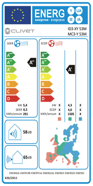 Condizionatore Clivet BOX 2 cassetta 4 vie 18.000 BTU light commercial Inverter A++ R32