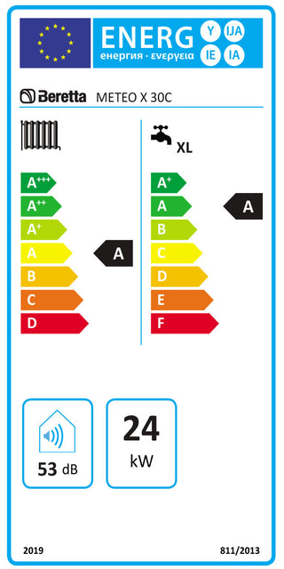 Caldaia Beretta METEO X 30 C a condensazione camera stagna 24 kW metano con comando REC10 MH