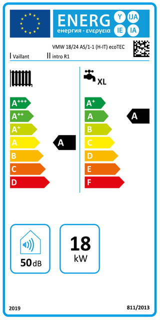 Caldaia a condensazione Vaillant EcoTEC intro 18 kW metano + Termostato SensoHome 380 - A+