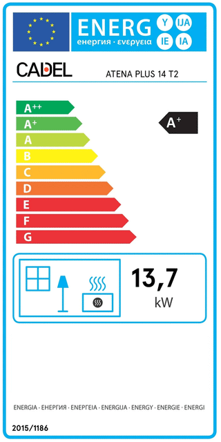 Stufa a pellet Cadel Atena Plus 14 ad aria canalizzata 14 kW - WiFi MAIOLICA ROSSO