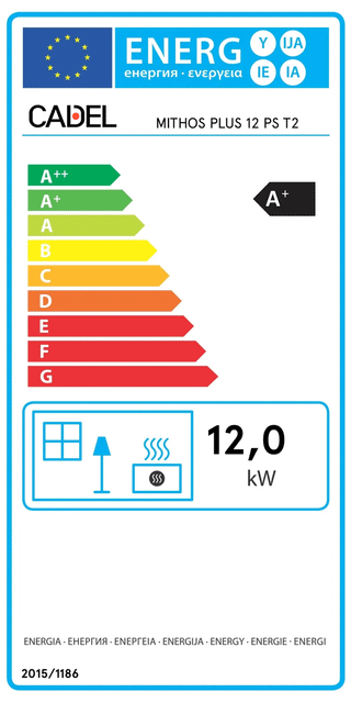Stufa a pellet Cadel Mithos Plus 12 PS 12 kW ad aria canalizzata - WiFi Titanium