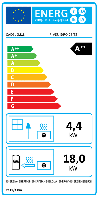 Stufa a pellet Cadel River Idro 23 ad acqua 22,4 kW WiFi Titanium 