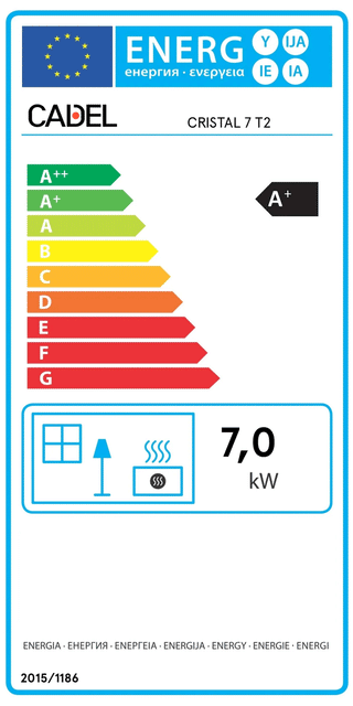 Stufa a pellet CADEL Cristal 7 ad aria 7 kW - WiFi ANTRACITE
