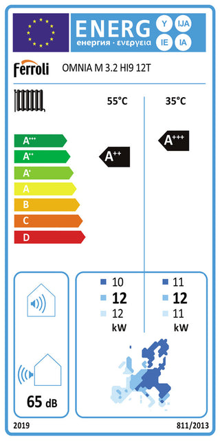 Pompa di calore aria acqua Ferroli Omnia M 3.2 HI9 12T kW Monoblocco Trifase Inverter R32 A++ - CON RESISTENZA ELETTRICA INTEGRATA
