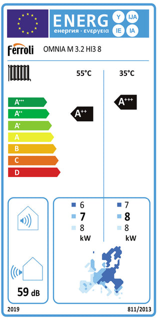 Pompa di calore aria acqua Ferroli Omnia M 3.2 8,4 kW Monoblocco Monofase Inverter R32 A++