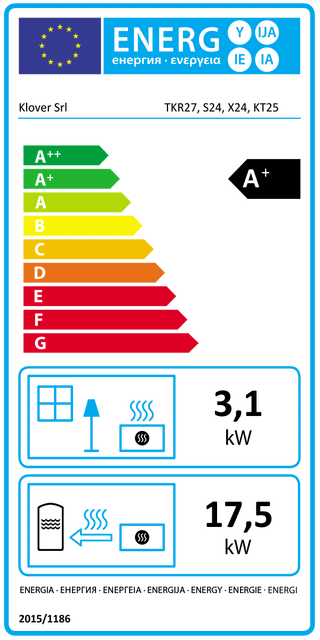 Termocamino a legna Klover TKR 27 21 kW Idro + kit ACS
