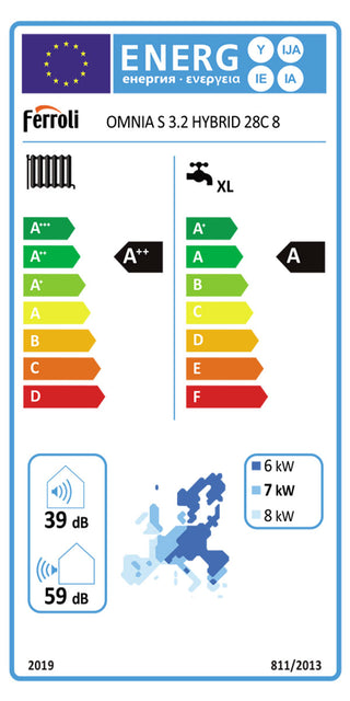 Sistema ibrido Ferroli Omnia S Hybrid C - Pdc 8 kW - Caldaia a condensazione 24 kW