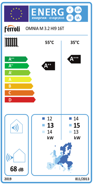 Pompa di calore aria acqua Ferroli Omnia M 3.2 HI9 16 kW Monoblocco Trifase Inverter R32 A++ - CON RESISTENZA ELETTRICA INTEGRATA