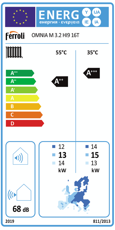 Pompa di calore aria acqua Ferroli Omnia M 3.2 HI9 16 kW Monoblocco Trifase Inverter R32 A++ - CON RESISTENZA ELETTRICA INTEGRATA