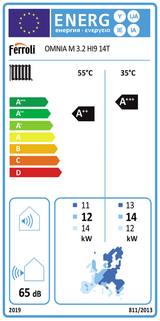 Pompa di calore aria acqua Ferroli Omnia M 3.2 HI9 14,5 kW Monoblocco Trifase Inverter R32 A++ - CON RESISTENZA ELETTRICA INTEGRATA