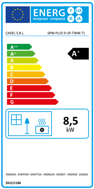 Stufa a pellet Cadel Spin Plus 9 8,5 kW ad aria canalizzata WiFi Titanium