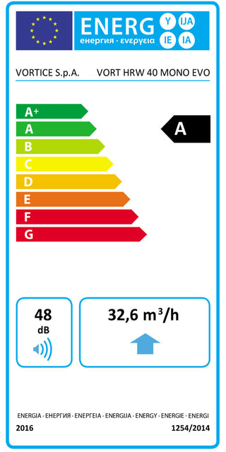 Ventilazione meccanica controllata decentralizzata Vortice Vort HRW 40 Mono Evo con recupero di calore Ø 160 mm