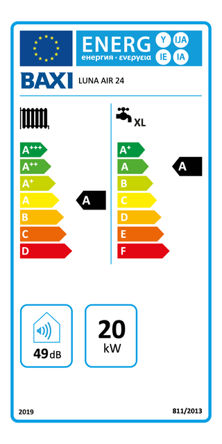 Caldaia  Baxi Luna Air 24 a condensazione camera stagna 20 kW a incasso o da esterno metano e gpl