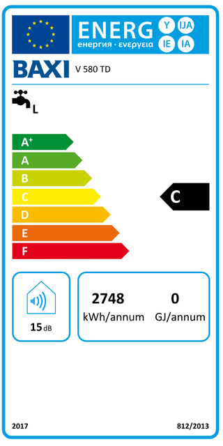 Scaldabagno termoelettrico Baxi Linea Must+ V580 TD 80 Litri verticale - attacchi a destra