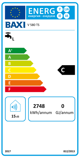 Scaldabagno termoelettrico Baxi Linea Must+ V580 TS 80 Litri verticale - attacchi a sinistra