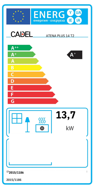 Stufa a pellet Cadel Atena Plus 14 ad aria canalizzata 14 kW - WiFi TITANIUM