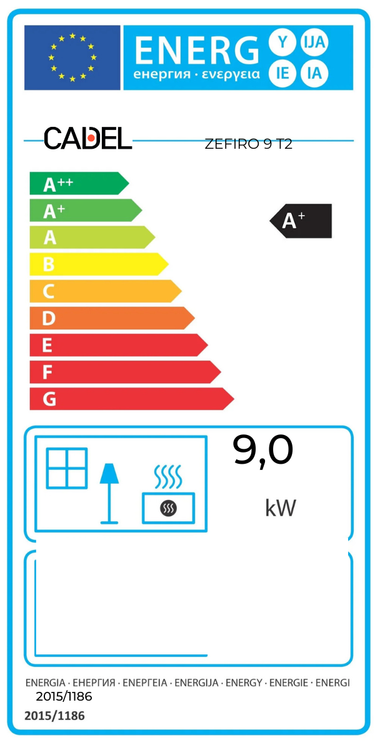 Inserto a pellet per camino CADEL Zefiro 9 ad aria canalizzabile 9 kW - con WiFi