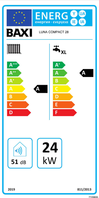 Caldaia a condensazione Baxi Luna Compact 28 24 kW Classe A - METANO