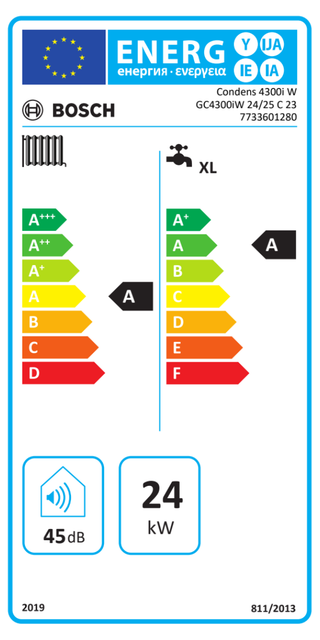 Caldaia a condensazione Bosch Condens 4300i W 24/25 C 24 kW - 11,9 l/m metano e GPL