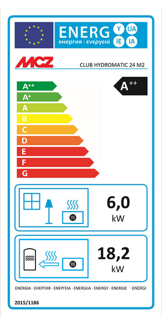 Stufa a pellet MCZ Club Hydromatic 24 M2 24 kW ad acqua nero