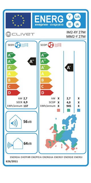 Condizionatore Clivet Cristallo 9000 BTU R32 inverter A++ wi-fi 2022