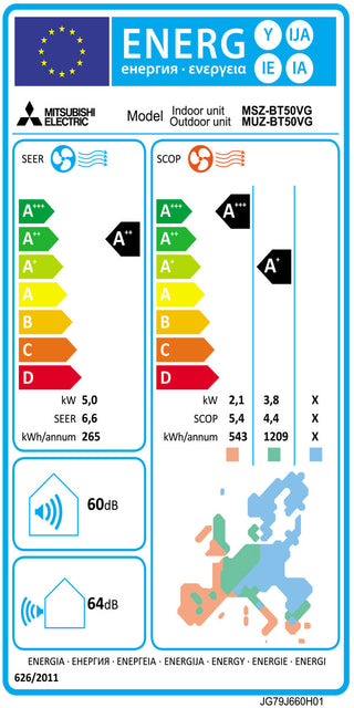Condizionatore Mitsubishi Electric Serie BT 18000 BTU R32 Inverter A++/A+ WiFi