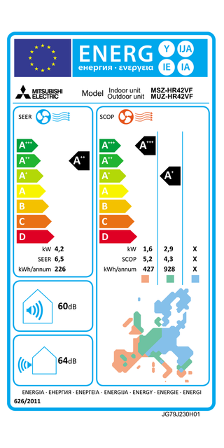Condizionatore Mitsubishi Electric MSZ-HR 15000 BTU R32 inverter A++