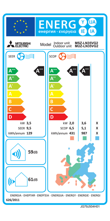 Condizionatore Mitsubishi Electric Kirigamine Style MSZ-LN 12000 BTU R32 inverter A+++ wifi bianco