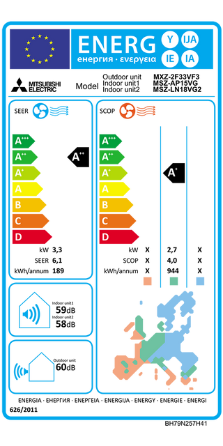 Condizionatore Mitsubishi Electric Kirigamine Zen MSZ-EF dual split 9000+9000 BTU inverter B wifi unità esterna 3.3 kW Bianco