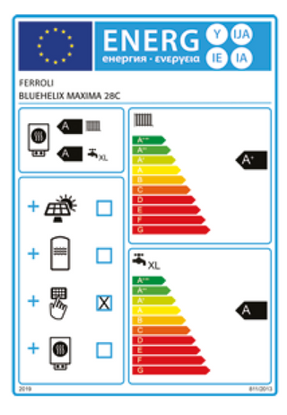 Caldaia a condensazione Ferroli Bluehelix Maxima 28 C + Comando Connect 24 kW A+ metano GPL aria propanata