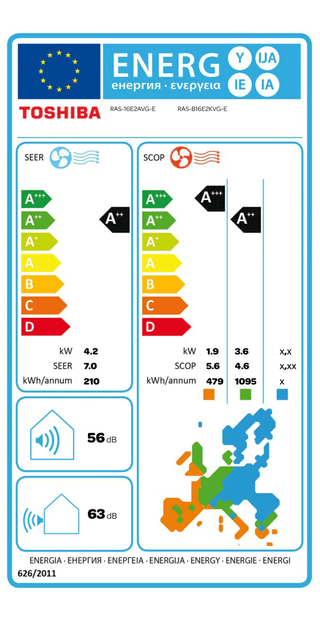 Condizionatore Toshiba Seiya Smart WiFi 16000 BTU R32 inverter A++