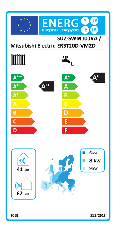 Pompa di calore aria acqua Mitsubishi Electric Ecodan 7,5 kW splittata con Hydrotank 200 lt R32 Inverter A++