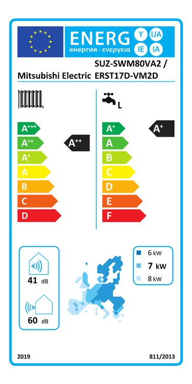 Pompa di calore aria acqua Mitsubishi Electric Ecodan 6 kW splittata con Hydrotank 170 lt R32 Inverter A++