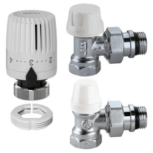 Kit termostatico a squadra completo per tubi ferro diam. 3/4" Caleffi per termosifoni