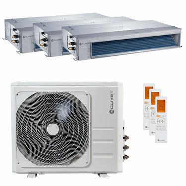 Condizionatore canalizzabile Clivet DUCT 2 trial split 9000+12000+18000 BTU inverter A+  unità esterna 12.3 kW