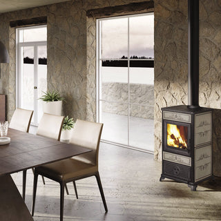 Stufa a legna EK63 FANCY - gruppo Edilkamin - 9 kW ad aria Tortora