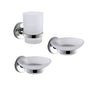 Set accessori bagno Gedy Felce cromato lucido con contenitori in vetro satinato Gedy