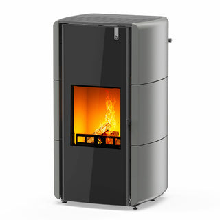 Stufa Policombustibile Girolami Edge 14 15 kW Idro con kit a.c.s. - grigio
