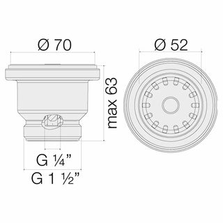 Piletta Valsir per lavello 1"1/2 senza troppopieno Valsir