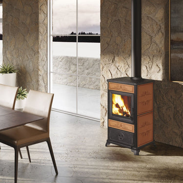 Stufa a legna FANCY EVO EK63 - Gruppo Edilkamin 11 kW ad aria Cuoio