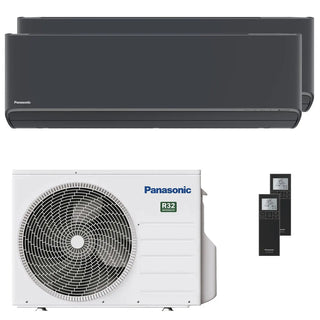 Condizionatore Panasonic Etherea dual split 9000+9000 BTU inverter A+++ wifi unità esterna 3.5 kW grigio grafite Panasonic