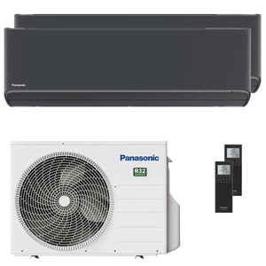 Condizionatore Panasonic Etherea dual split 12000+12000 BTU inverter A+++ wifi unità esterna 5 kW grigio grafite Panasonic