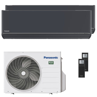 Condizionatore Panasonic Etherea dual split 9000+12000 BTU inverter A+++ wifi unità esterna 5 kW grigio grafite Panasonic