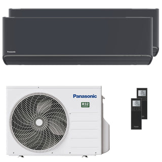 Condizionatore Panasonic Etherea dual split 9000+12000 BTU inverter A+++ wifi unità esterna 5 kW grigio grafite