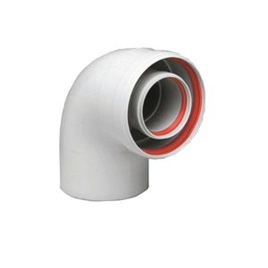 Curva coassiale 90° con passo ø 60/100 mm per caldaie a condensazione Ferroli