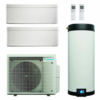 Daikin Multi+ sistema di climatizzazione e acqua calda sanitaria dual split - Unità interne Stylish bianco 7000+7000 BTU - Serbatoio 120 l Daikin