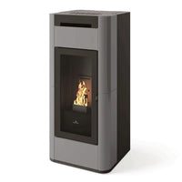 Stufa a pellet Edilkamin Tera H 30 Evo 30 kW Idro WiFi grigio chiaro opaco Edilkamin