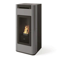 Stufa a pellet Edilkamin Tera H 30 Evo 30 kW Idro WiFi grigio chiaro opaco